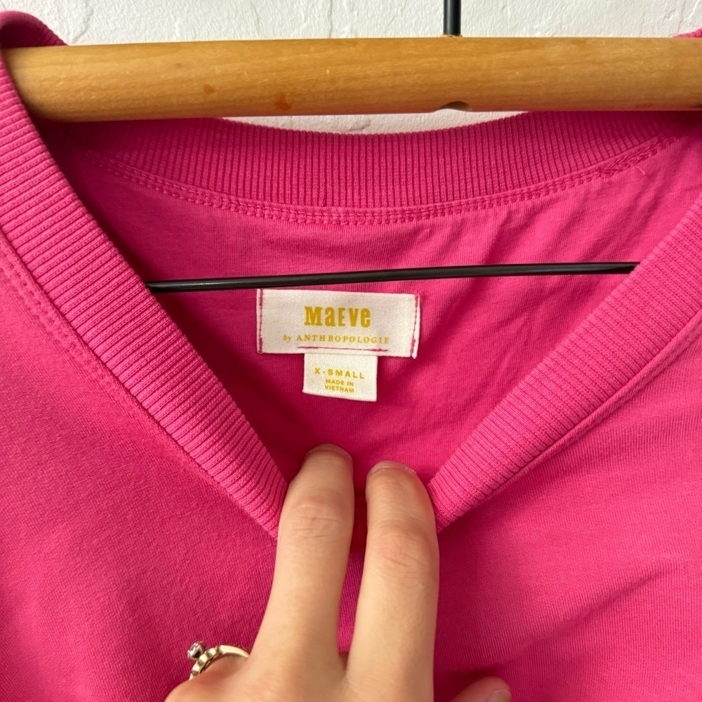 Anthropologie Maeve Twist Front Waist Length Pink Butter Soft Sweatshirt XS - Picture 4 of 6